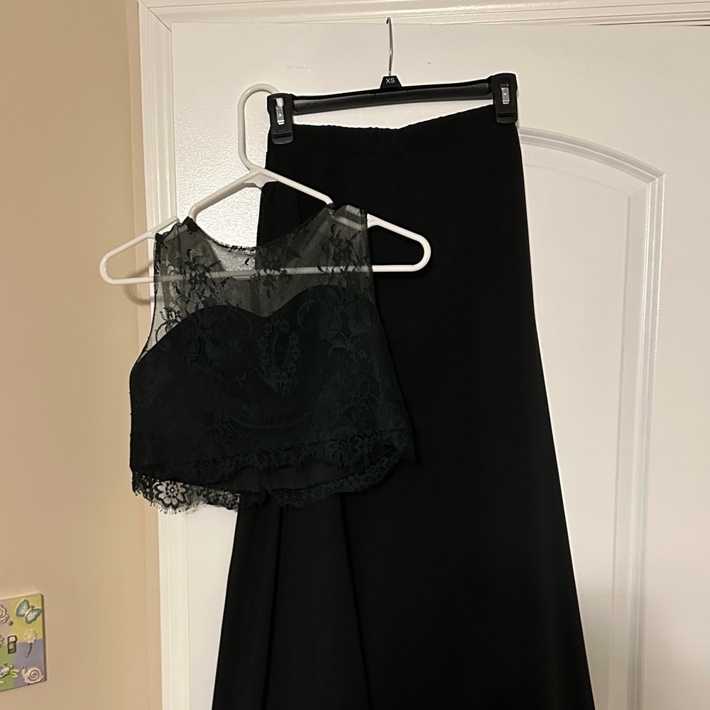 Macy's Black and Dark Green Lace Wedding Dress